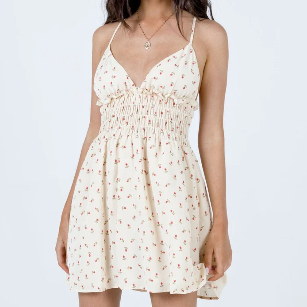 Roza Mini Dress Beige | Princess Polly